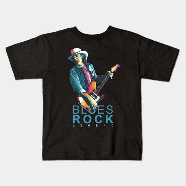 BLUES ROCK LEGEND Kids T-Shirt by Alkahfsmart